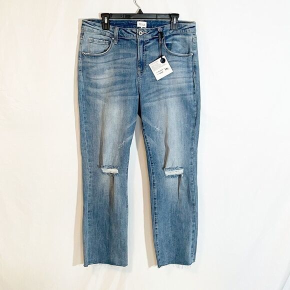 Special A High Waist Destroyed Jeans Medium Wash 1XL - Picture 2 of 10